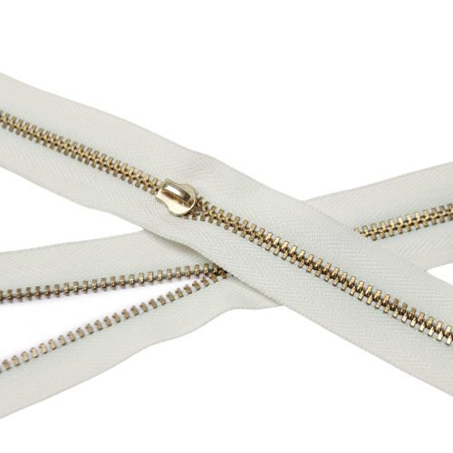 Metal Zipper, T5, gold, White