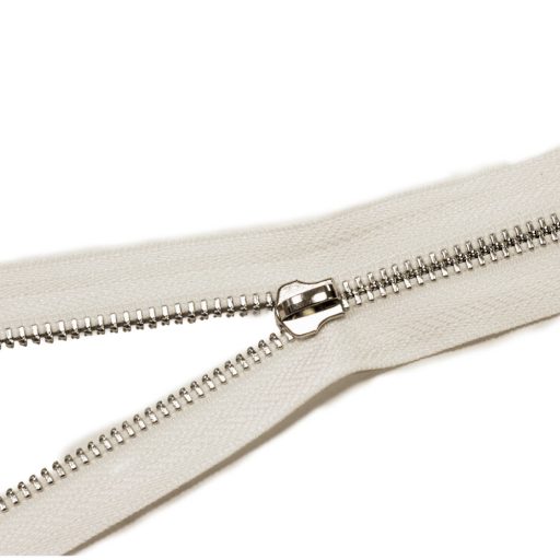 Metal Zipper, T5, Nickel, White
