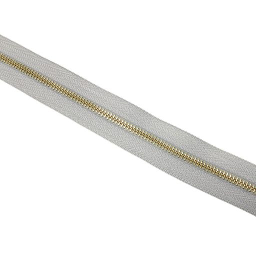 Metal Zipper, T5, Gold, Grey