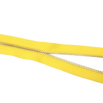 Metal Zipper, T5, Gold coloured, Sun Yellow