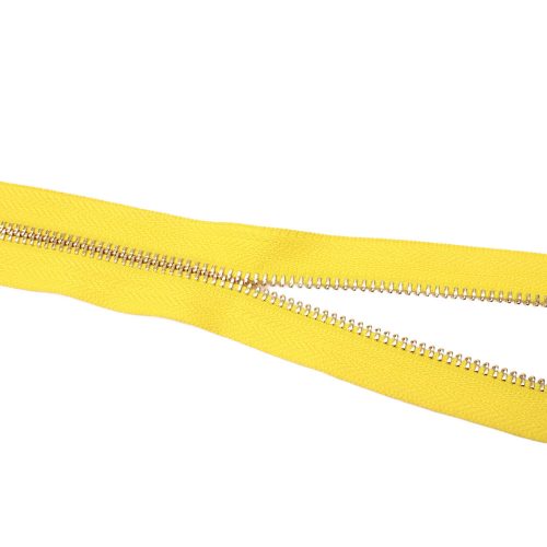 Metal Zipper, T5, Gold coloured, Sun Yellow