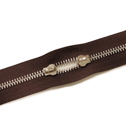 Metal Zipper, T5, Nickel, Dark Brown