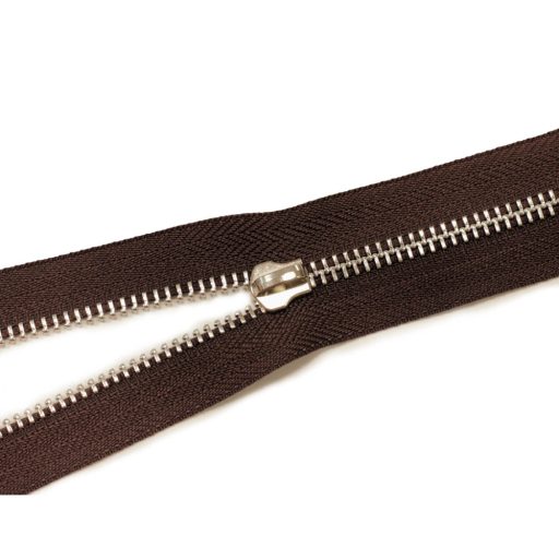 Metal Zipper, T5, Nickel, Dark Brown
