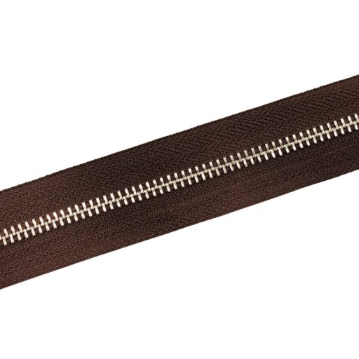 Metal Zipper, T5, Nickel, Dark Brown