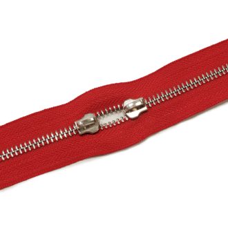 Metal Zipper, T5, Nickel, Red