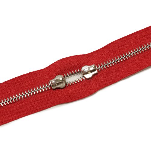 Metal Zipper, T5, Nickel, Red