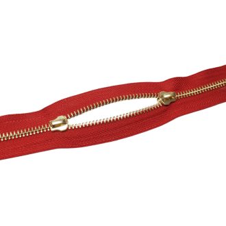 Metal Zipper, T5, Nickel, Red