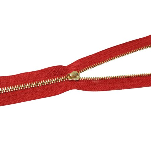 Metal Zipper, T5, Nickel, Red