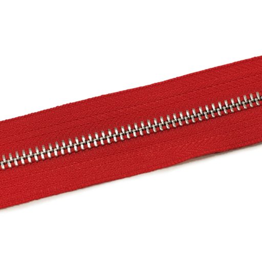 Metal Zipper, T5, Nickel, Red