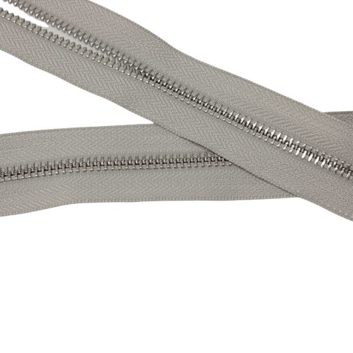 Metal Zipper, T5, Nickel, Grey
