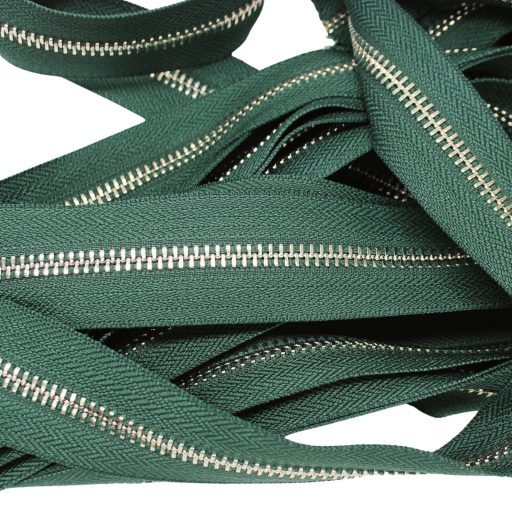 Metal Zipper, T5, Nickel, Dark Green