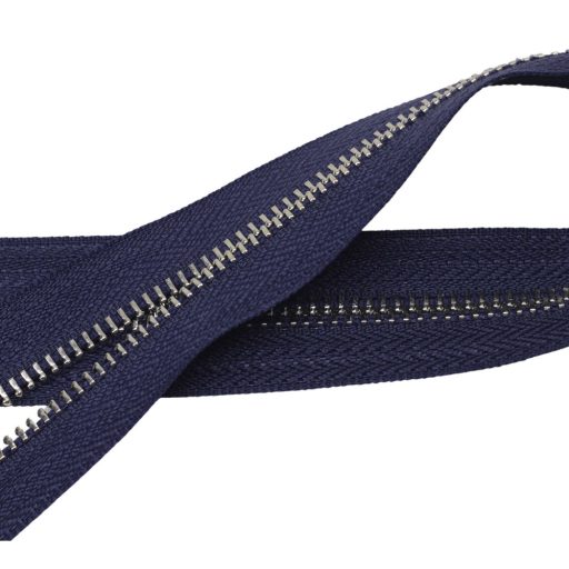 Metal Zipper, T5, Nickel, Dark Blue