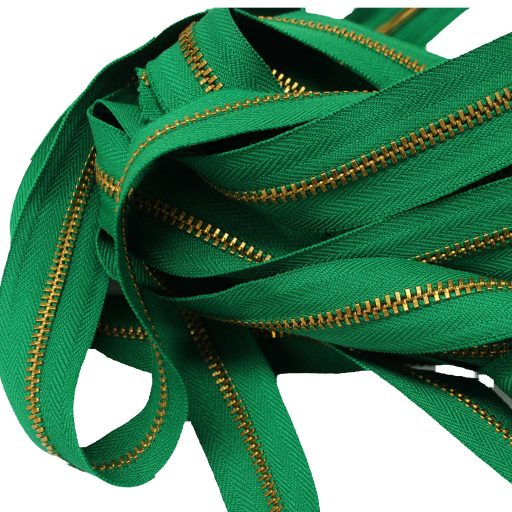 Metal Zipper, T3, Copper, Green