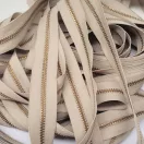 Metal Zipper, T3, Copper, Beige