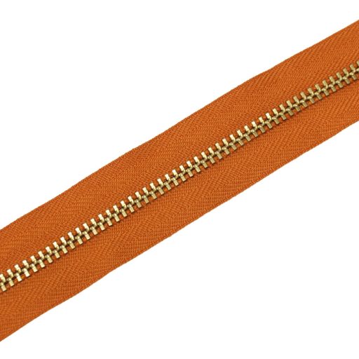 Metal Zipper, T3, Copper, Orange