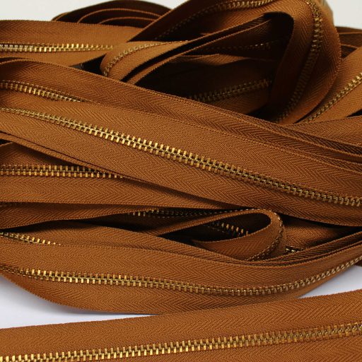 Metal Zipper, T3, Copper, Brown