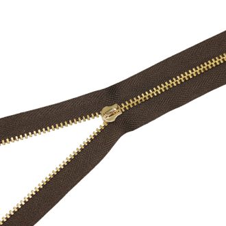 Metal Zipper, T3, Copper, Dark Brown