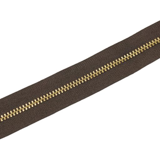 Metal Zipper, T3, Copper, Dark Brown