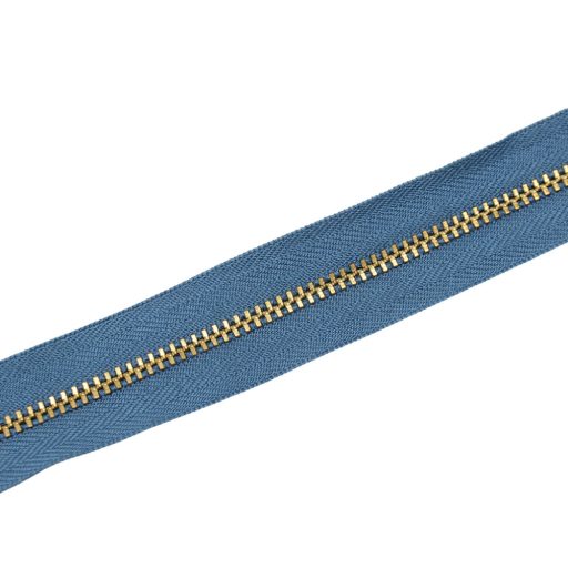 Metal Zipper, T3, Copper, Sea Blue