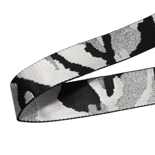 Silver-Black military patterned Woven Webbing, 50 mm