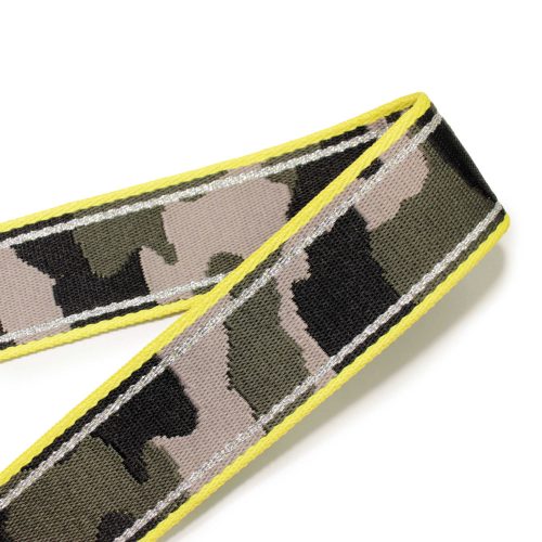 Neon Yellow edge military patterned Woven Webbing, 50 mm