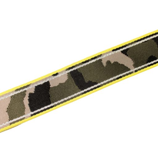 Neon Yellow edge military patterned Woven Webbing, 50 mm