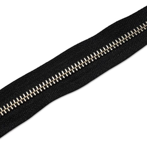 Standard YKK Zipper, Black, Nickel, T5
