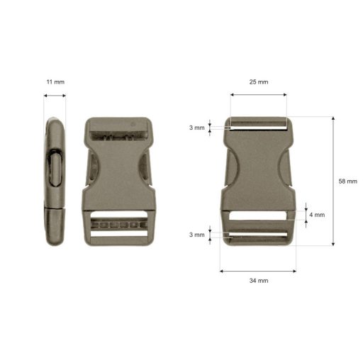 Plastic Quick Release Strap Buckle, 25 mm