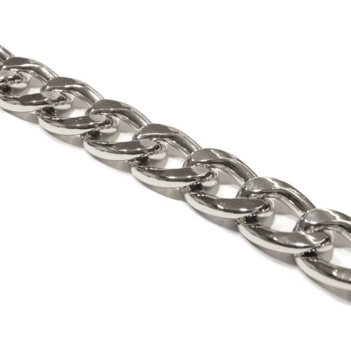 Flat Aluminium Handbag Chain with Big Links, Nickel