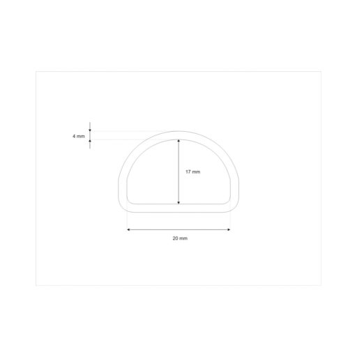 Iron D-ring, Black, 20x17x4 mm