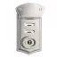Silver-colored, adjustable briefcase lock.