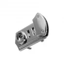 Silver-colored, adjustable briefcase lock.