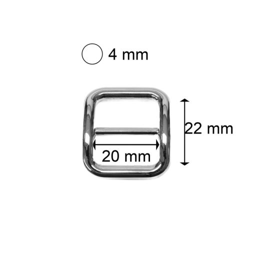 Zinc Alloy fix Tri-Glide Slide, 20 mm, Nickel