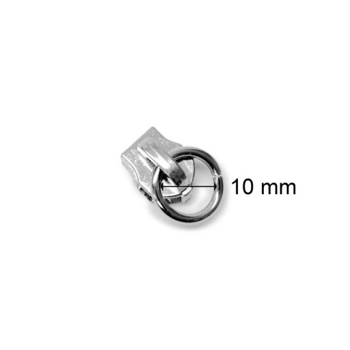 Zipper Slider, Nickel, for 5 mm Plastic Zipper, with Ring - RT10