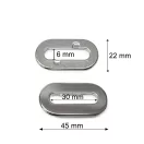 Silver coloured Oval Grommet – 30 mm Internal Width, With Bendable Prongs