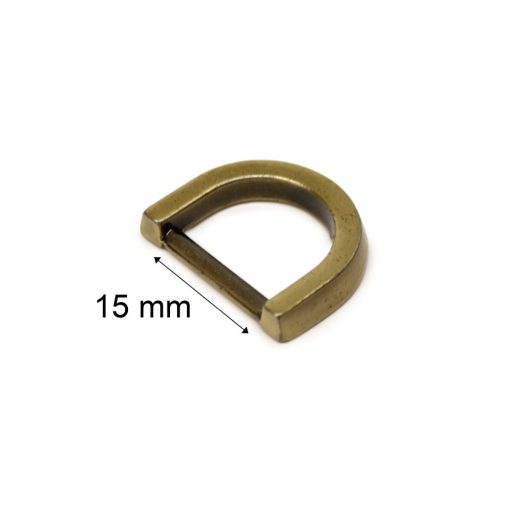 Flat D-ring, 15 mm, Antique