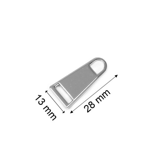 Zipper Pull, Nickel, 34 mm Long