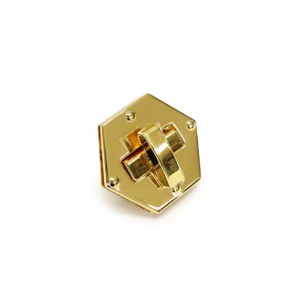 Hexagon Shaped Turning Lock, Gold Coloured