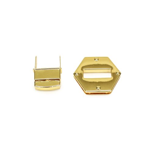 Hexagon Shaped Turning Lock, Gold Coloured