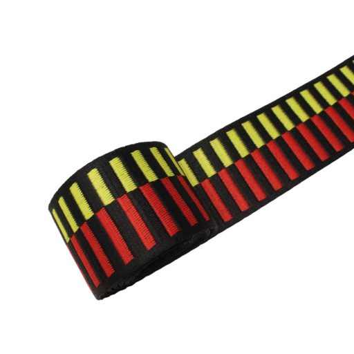 Striped Woven Webbing, Black-Neon, 50 mm