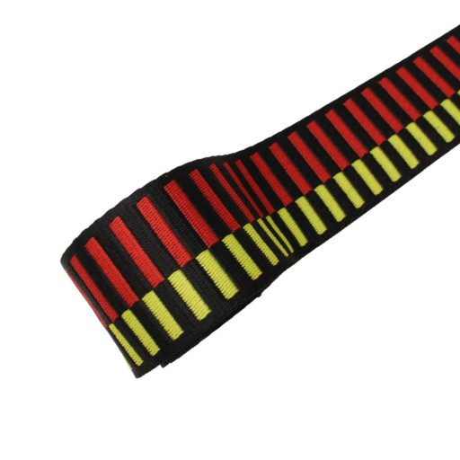 Striped Woven Webbing, Black-Neon, 50 mm