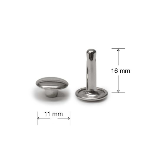 Double Headed Rivet, Nickel, 11 x 16 mm