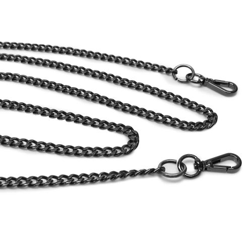 Bag Chain Black Nickel,  with Carabiners, 6 mm x 120 cm