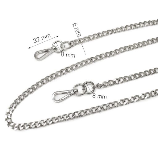 Bag Chain Black Nickel,  with Carabiners, 6 mm x 120 cm