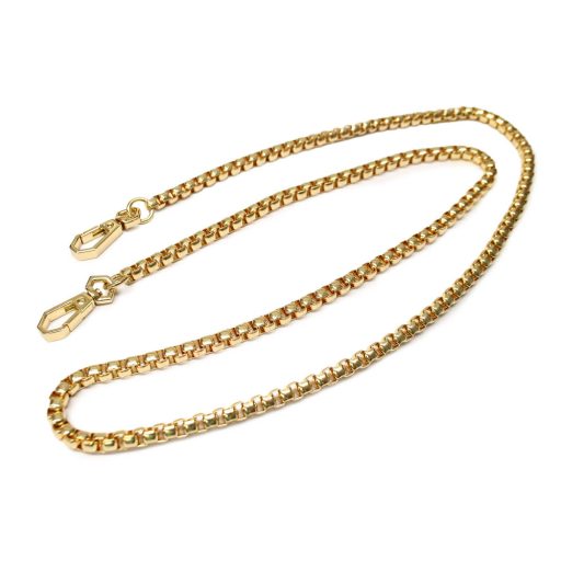 Bag Chain gold,  with Carabiners, 100 cm, rectangular