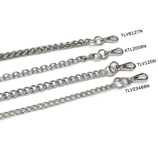 Bag Chain Nickel,  with Carabiners, 120 cm, Snake Chain