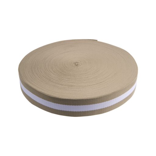 Polycotton webbing, beige-white, 38 mm
