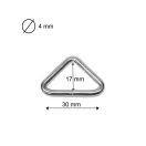Iron D-ring triangle, 30x17x4 mm, Nickel