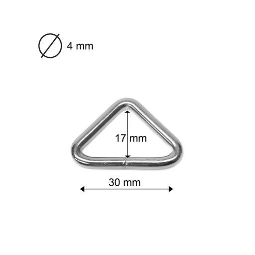 Iron D-ring triangle, 30x17x4 mm, Nickel