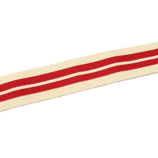 Beige-Red Striped Satin Strap, 40 mm